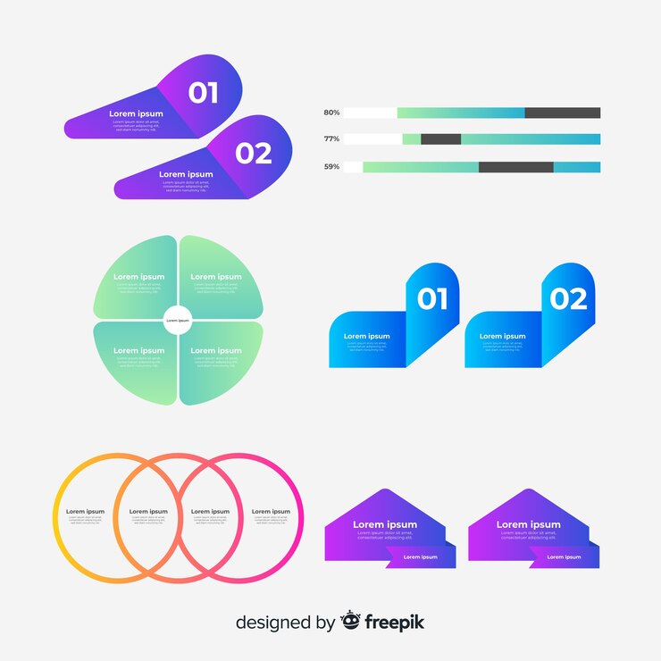 Vetor grátis coleção de elementos infográfico gradiente