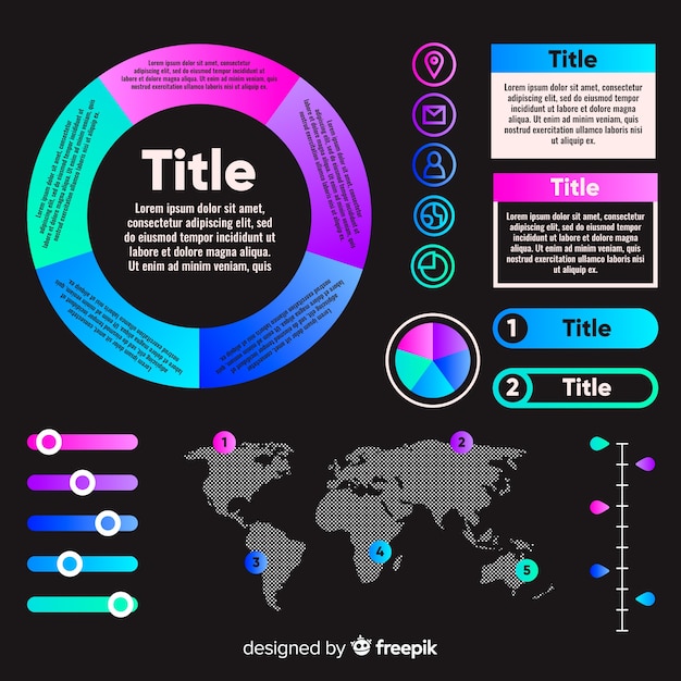 Coleção de elementos infográfico gradiente