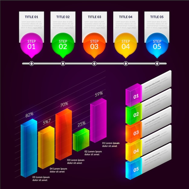 Coleção de elementos infográfico lustroso