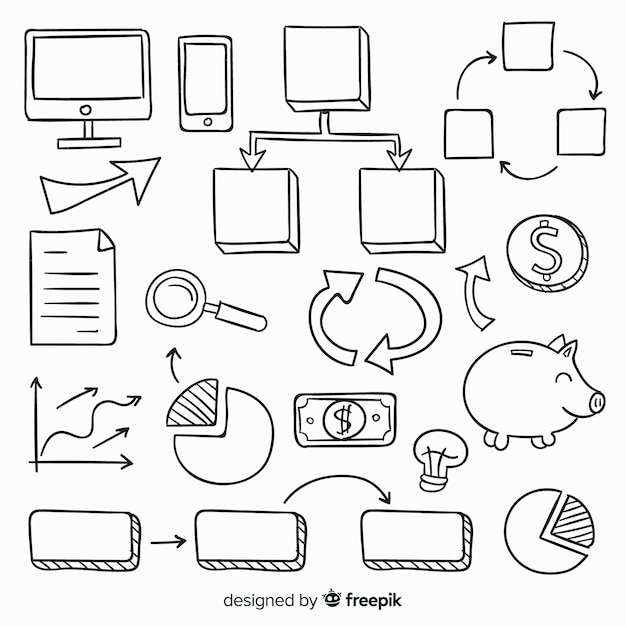 Coleção de elementos infográfico mão desenhada