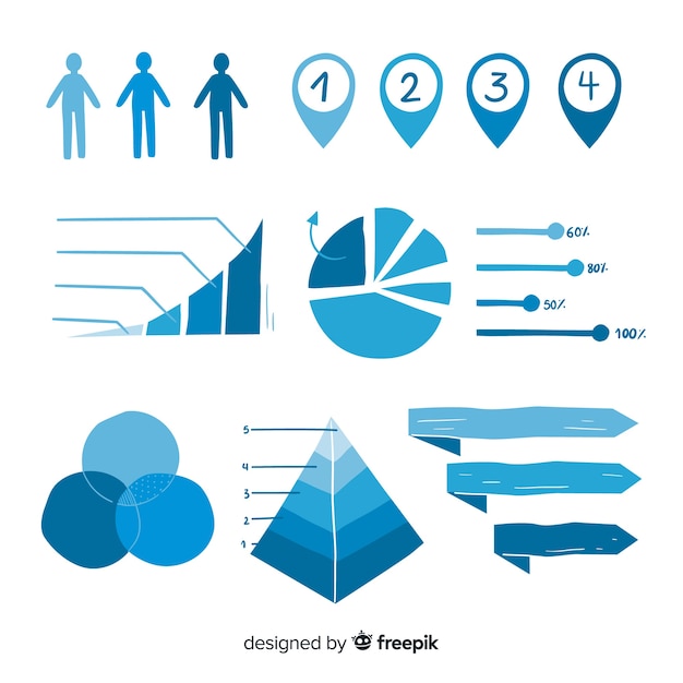 Coleção de elementos infográfico mão desenhada