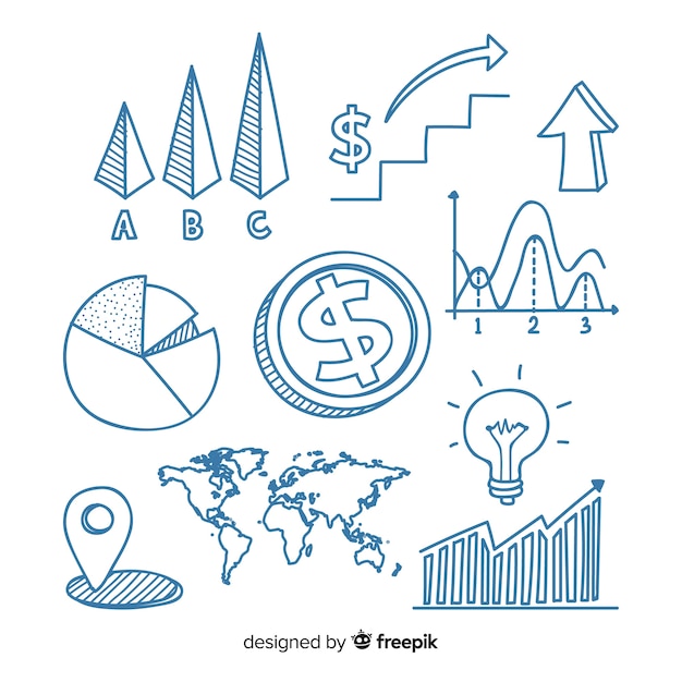Coleção de elementos infográfico mão desenhada