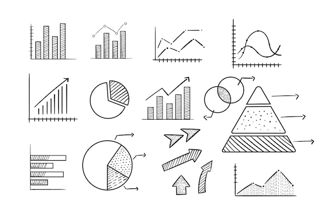 Coleção de elementos infográfico mão desenhada