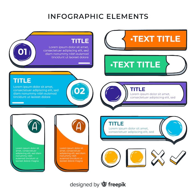 Vetor grátis coleção de elementos infográfico na mão desenhada estilo