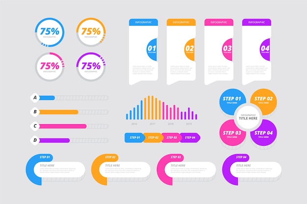 Coleção de elementos infográfico plana