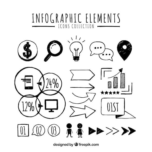 Vetor grátis coleção de elementos infográficos coloridos em estilo desenhado a mão