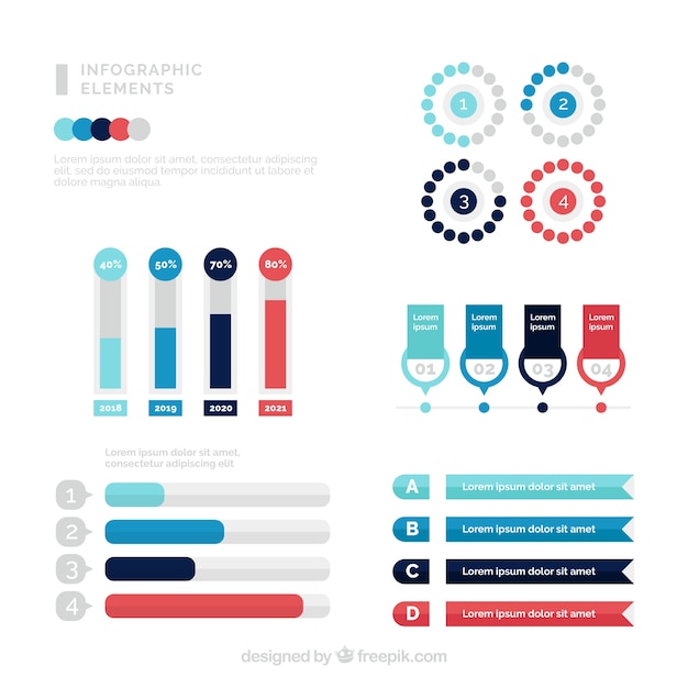 Coleção de elementos infográficos coloridos em estilo plano