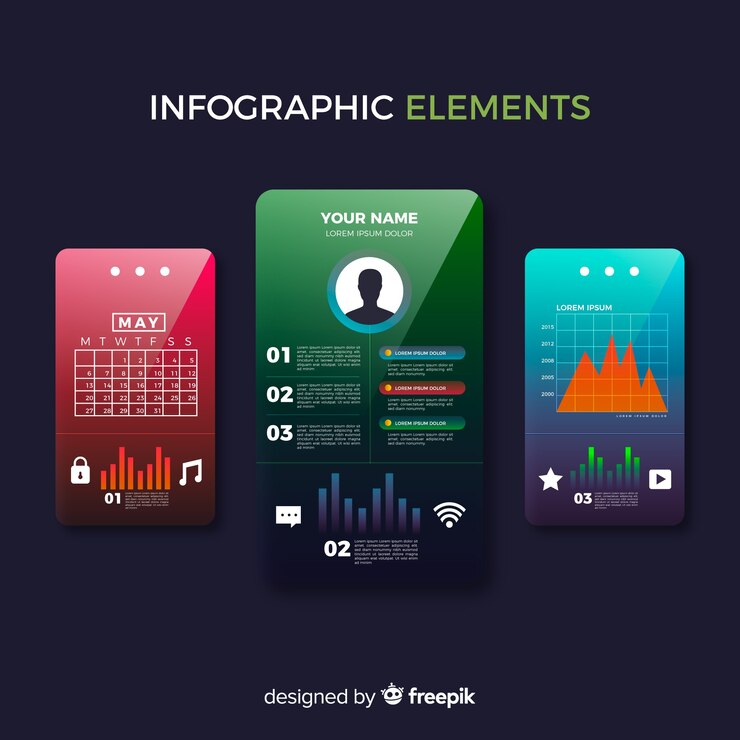 Vetor grátis coleção de elementos infográficos de gradiente