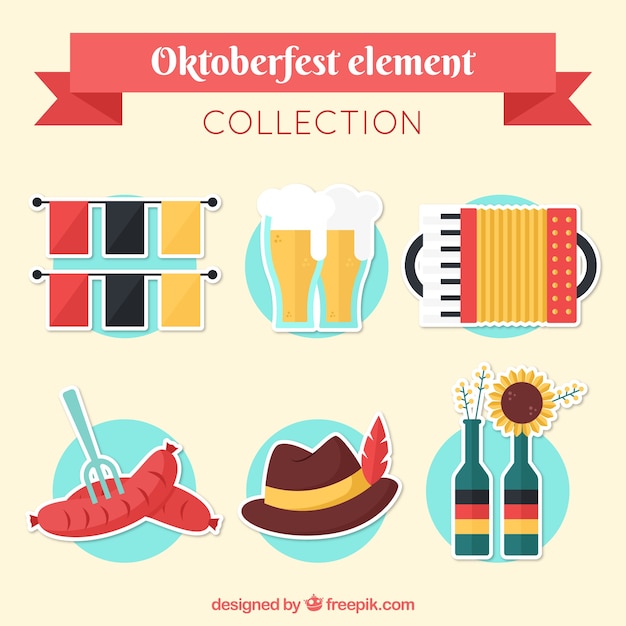 Coleção de elementos mais oktoberfest em design plano