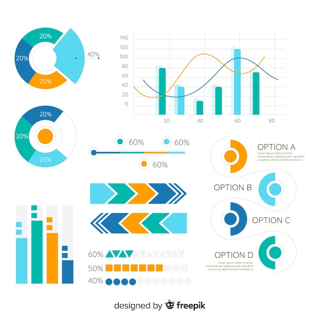 Vetor grátis coleção de elementos modernos infográfico com design plano