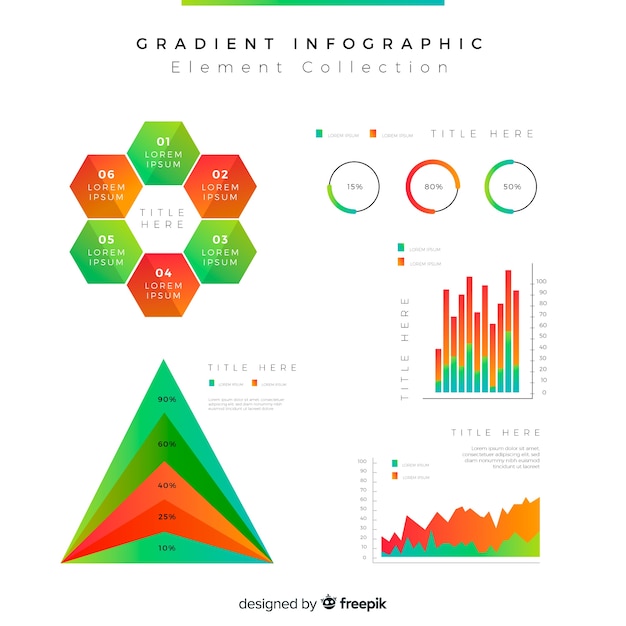 Vetor grátis coleção de elementos modernos infográfico com estilo gradiente