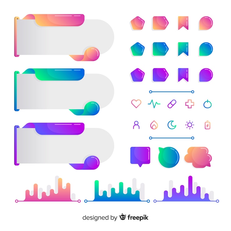 Vetor grátis coleção de elementos modernos infográfico com estilo gradiente