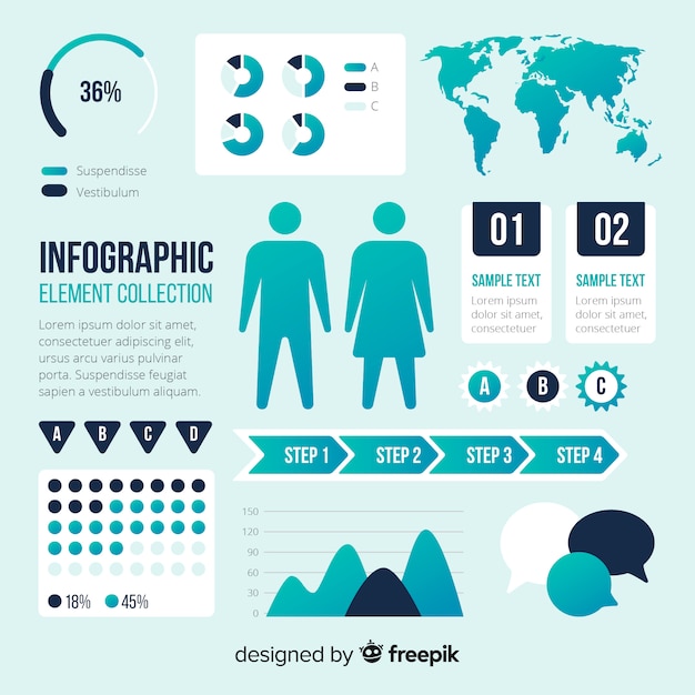 Vetor grátis coleção de elementos modernos infográfico com estilo gradiente