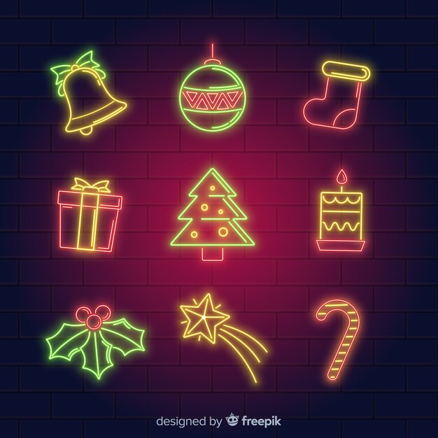 Coleção de elementos neon de Natal