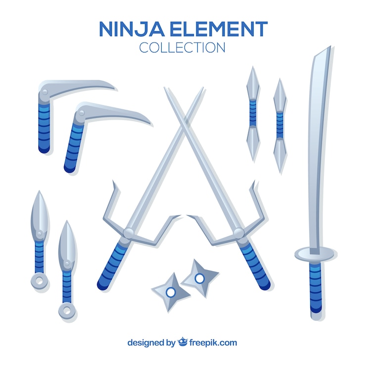 Vetor grátis coleção de elementos ninja com design plano