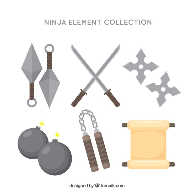 Vetor grátis coleção de elementos ninja