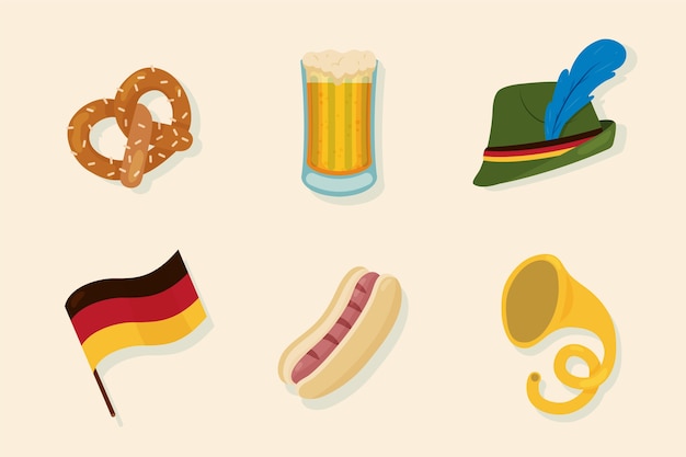 Coleção de elementos plana da oktoberfest