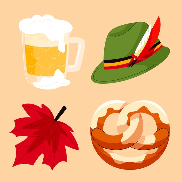 Coleção de elementos planos desenhados à mão Oktoberfest