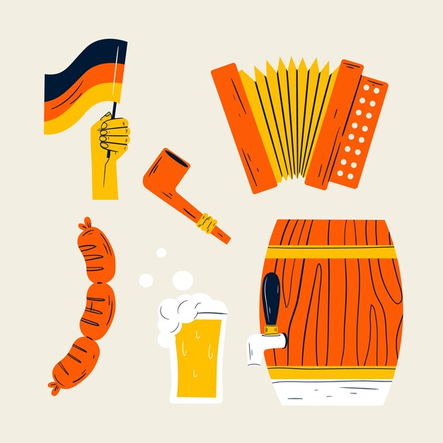 Coleção de elementos planos para celebração da oktoberfest