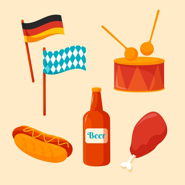 Coleção de elementos planos para celebração da oktoberfest