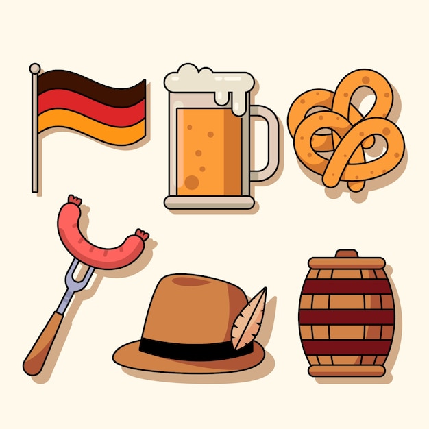 Coleção de elementos planos para o festival oktoberfest
