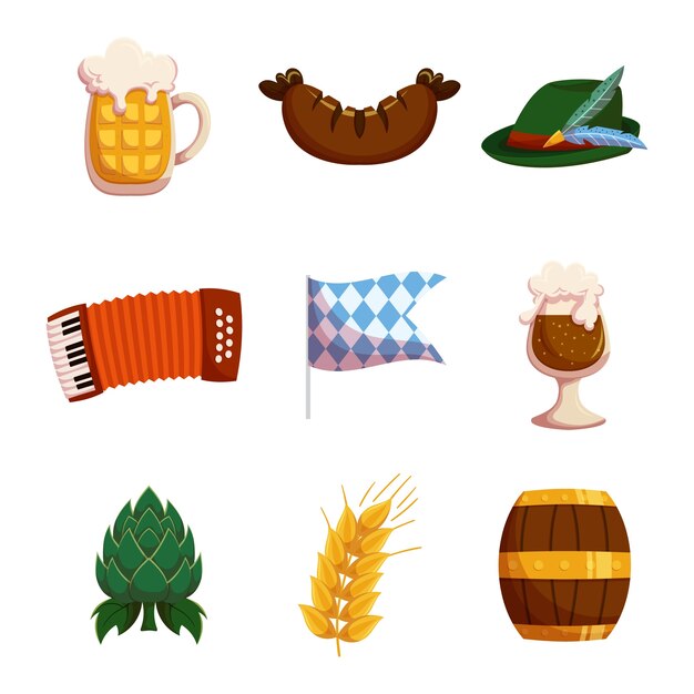 Coleção de elementos planos para o festival oktoberfest