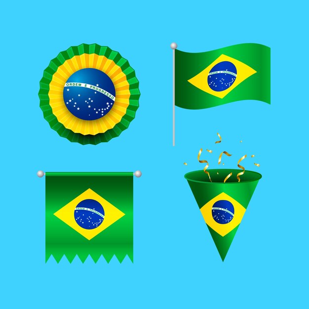 Coleção de elementos realistas para celebração de 7 de setembro