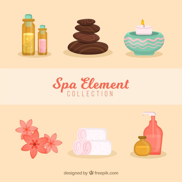 Coleção de elementos Spa em design plano