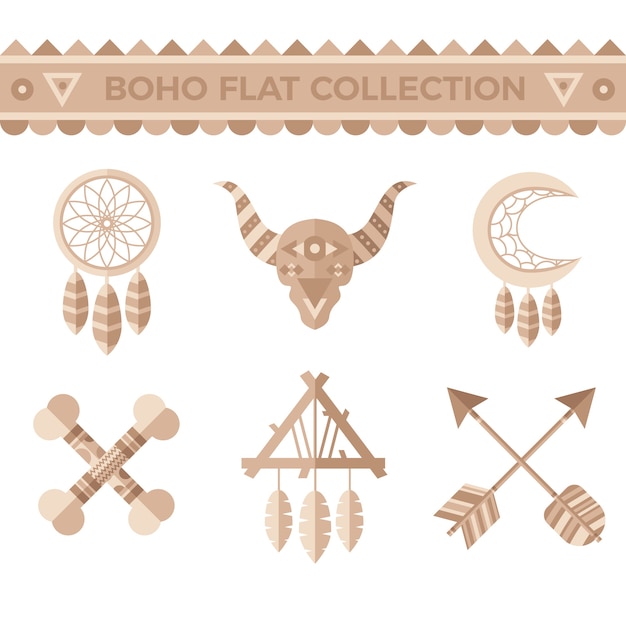 Vetor grátis coleção de elementos tribais no design plano