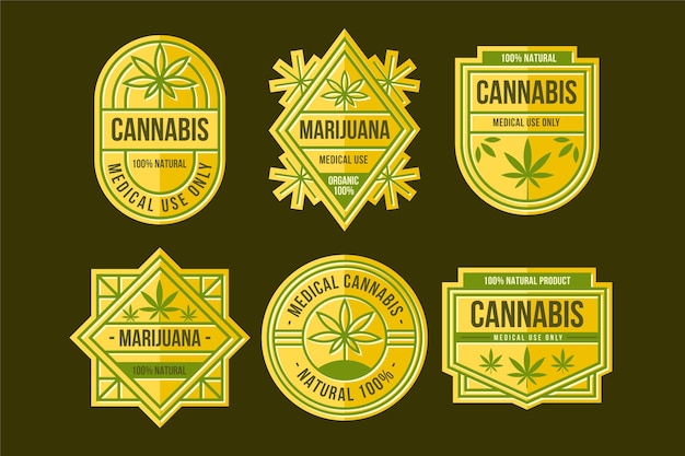 Vetor grátis coleção de emblemas de cannabis medicinal