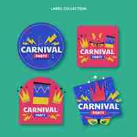 Vetor grátis coleção de emblemas de carnaval plano