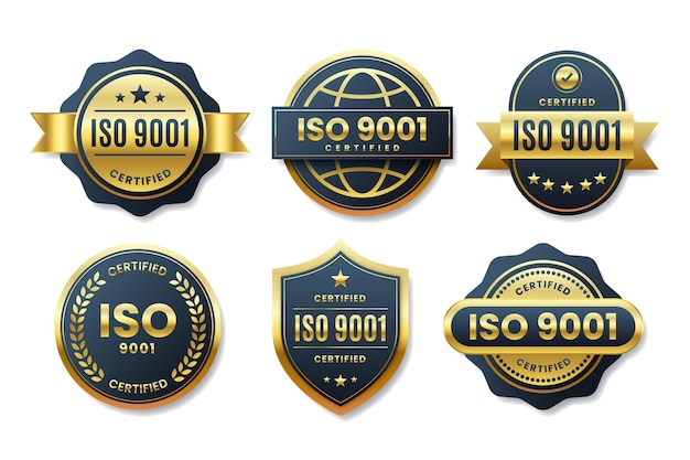 Vetor grátis coleção de emblemas de certificação iso