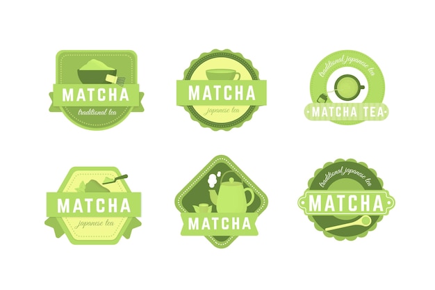 Coleção de emblemas de chá matcha