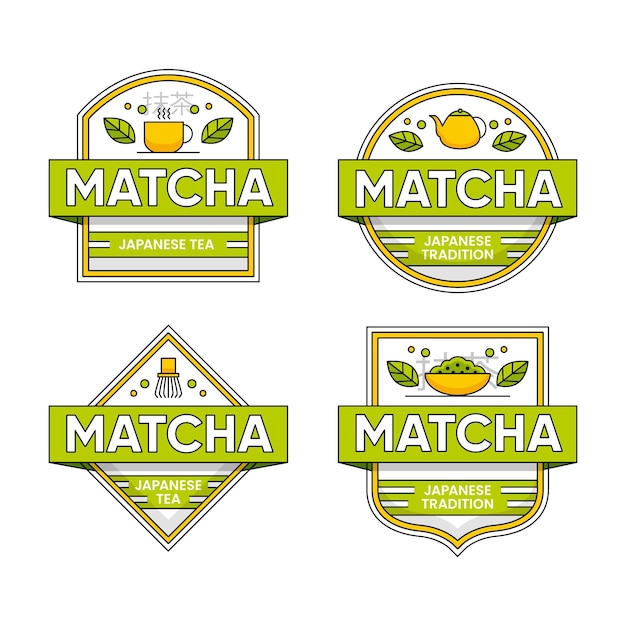 Coleção de emblemas de chá matcha