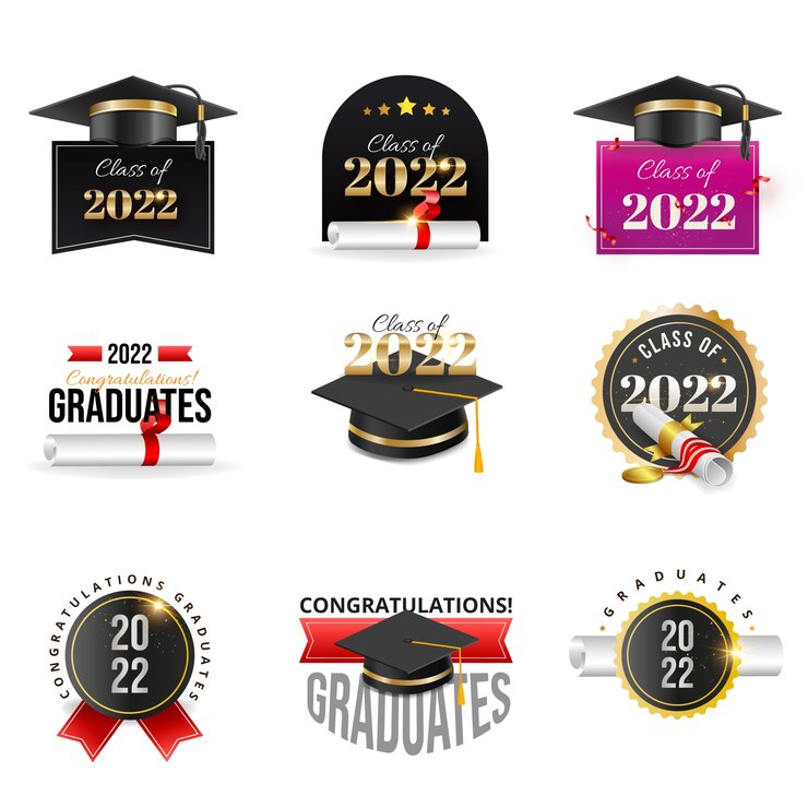 Vetor grátis coleção de emblemas de classe realista de 2022