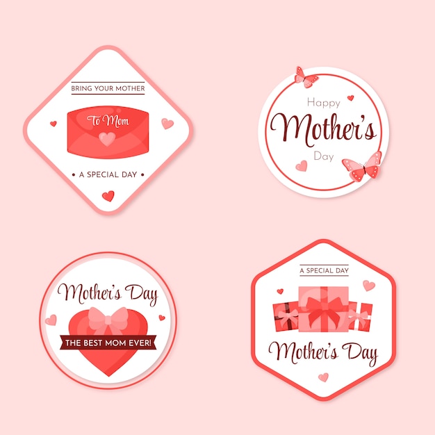 Coleção de emblemas de dia das mães plana