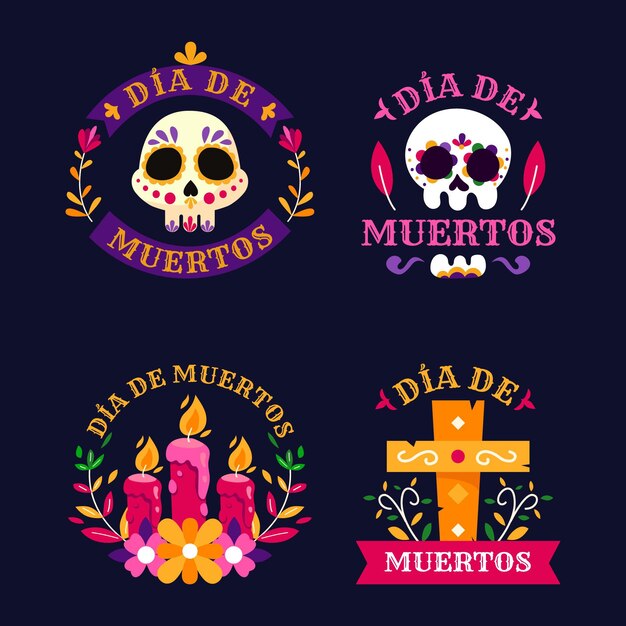 Coleção de emblemas de diâmetro plano