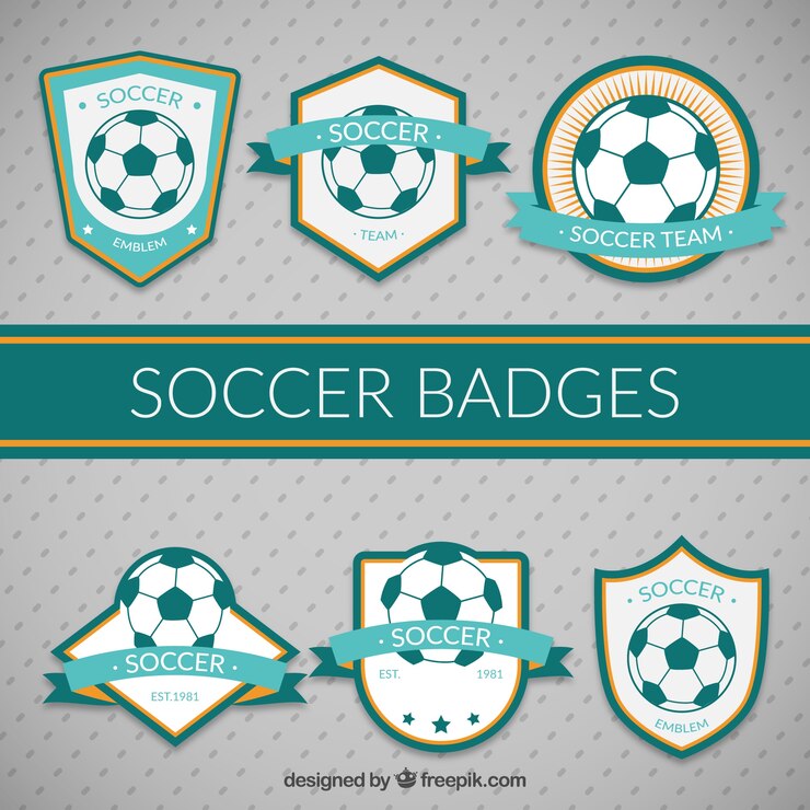 Vetor grátis coleção de emblemas de futebol