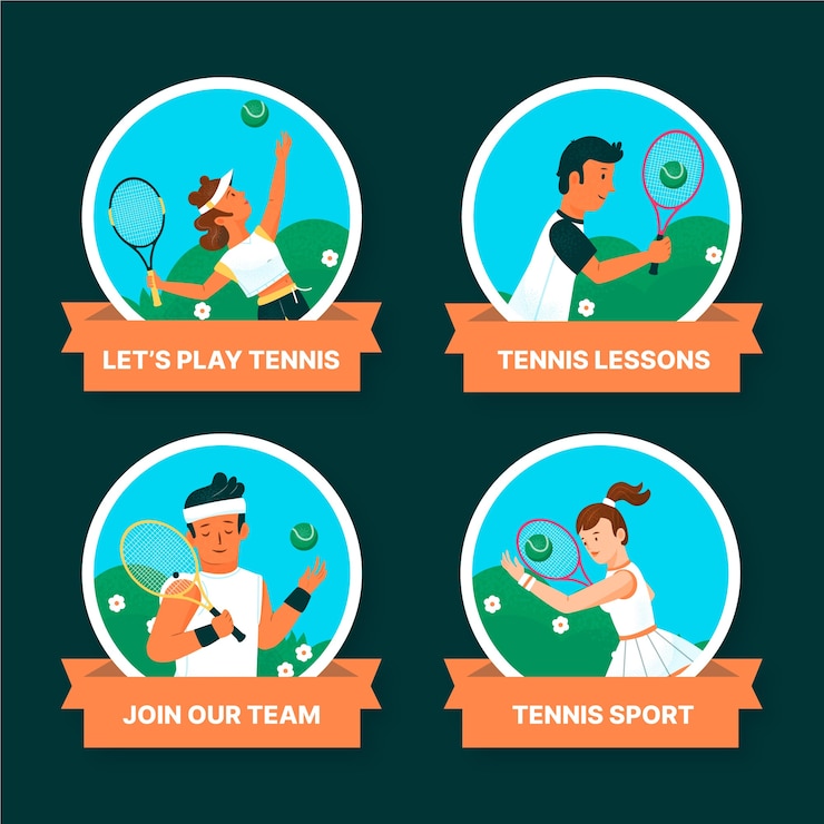 Vetor grátis coleção de emblemas de jogos de tênis