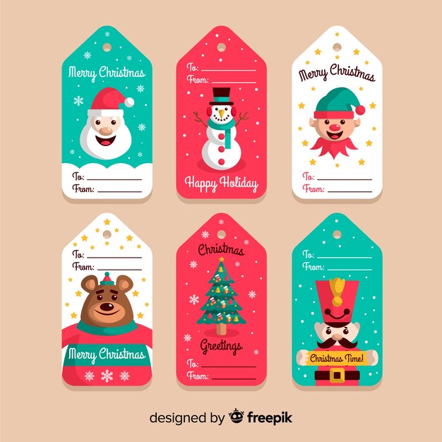 Coleção de emblemas de Natal em design plano