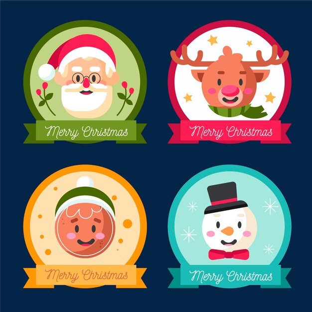 Coleção de emblemas de Natal em design plano