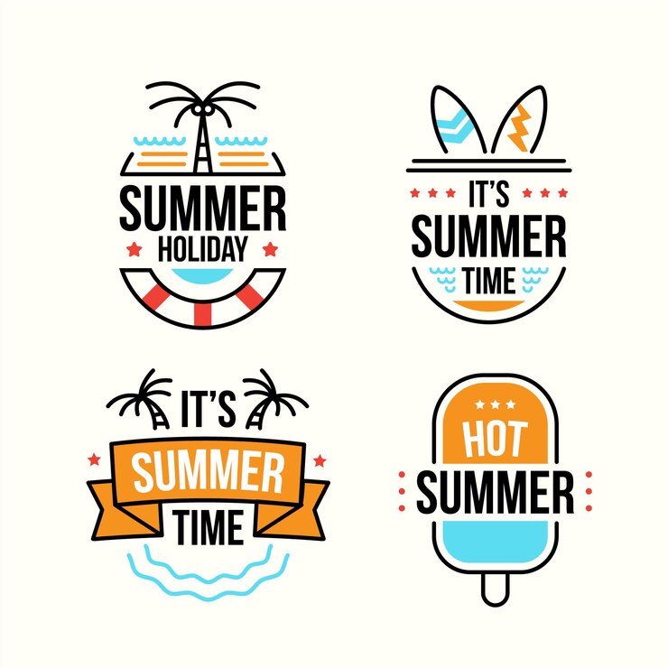 Vetor grátis coleção de emblemas de verão