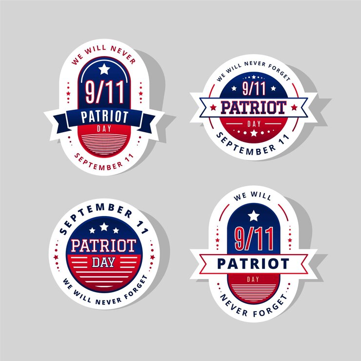 Vetor grátis coleção de emblemas do dia do patriota do gradient 9.11