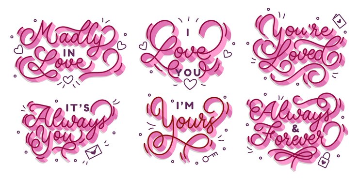 Vetor grátis coleção de emblemas do dia dos namorados com letras