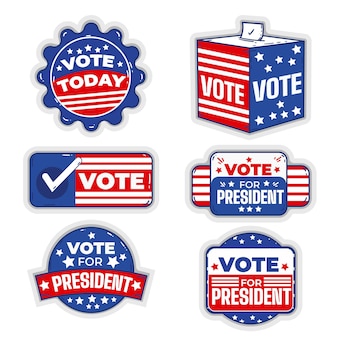 Coleção de emblemas e adesivos de votação