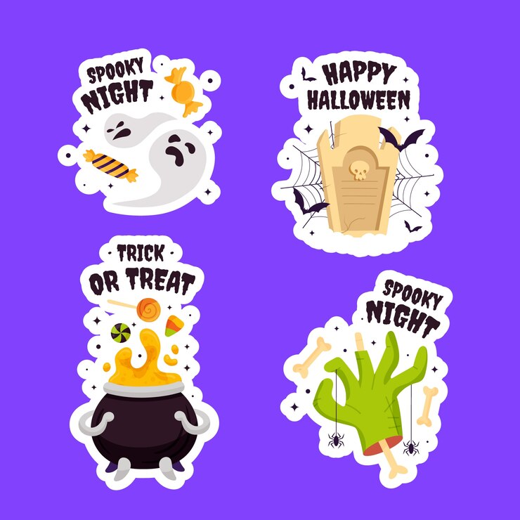 Coleção de emblemas planos para a celebração da temporada de halloween