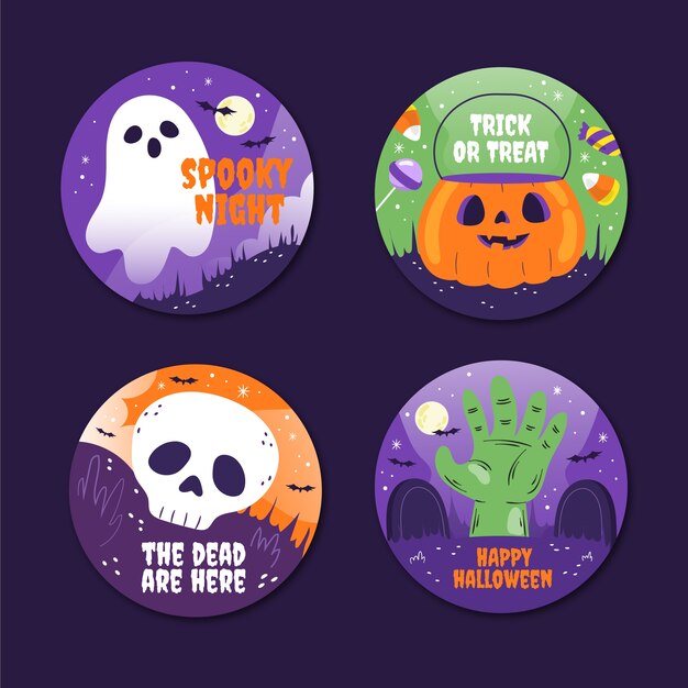 Coleção de emblemas planos para a temporada de halloween