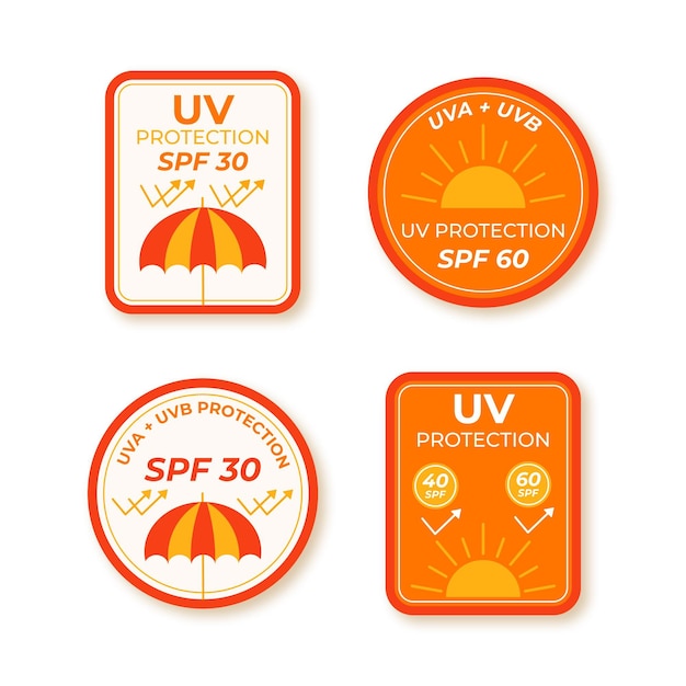 Vetor grátis coleção de emblemas ultravioleta de design plano