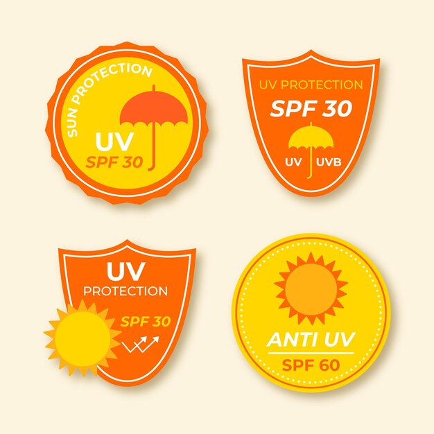 Coleção de emblemas ultravioleta de design plano
