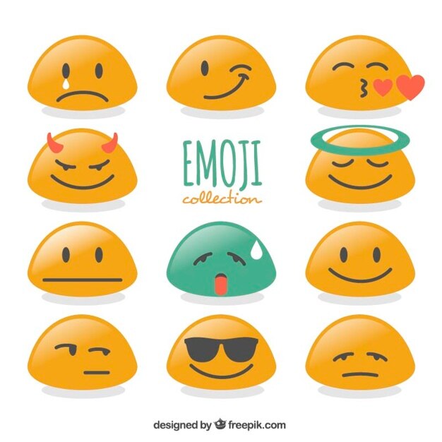 Vetor grátis coleção de emoticons plana com forma abstrata